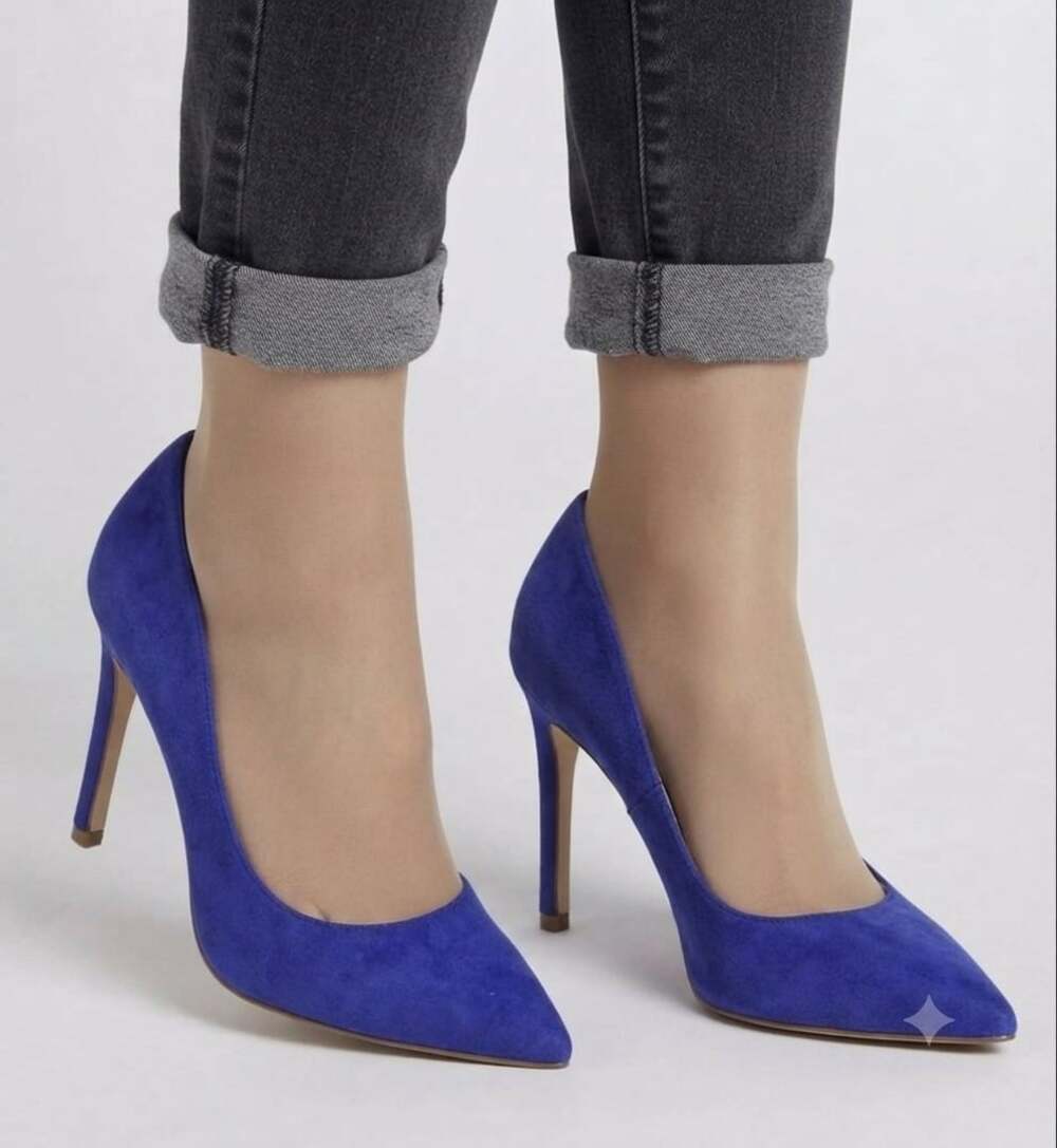 Nine West Tatiana Pointy Toe Stiletto Pumps in Blue Suede - Picture 1 of 6